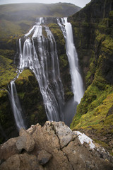 Obraz premium Hiking to Icelands second highest waterfall, Glumur.