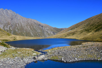 Russia, Arkhyz. Lake Chilik in clear Russia, Arkhyz. Lake Chilik in clear weather