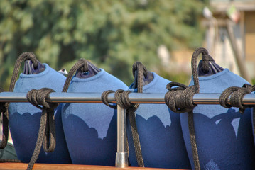 modern blue and black bumpers of a yatch