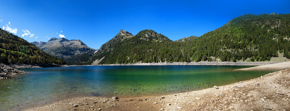 view of Oredon lake in Hautes Pyrenees, france