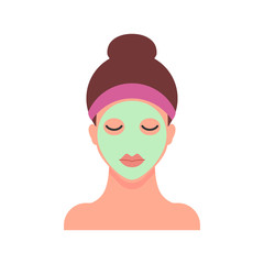 Vector illustration of woman is applying facial mask flat style illustration