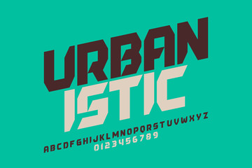 Urbanism style font design, alphabet letters and numbers