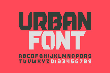 Fototapeta premium Urbanism style font design, alphabet letters and numbers