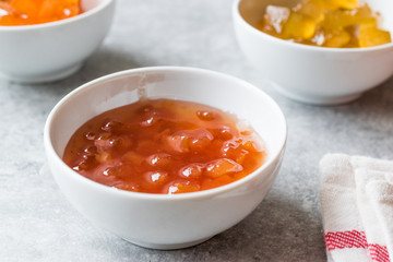 Homemade Quince Jam in Small Ceramic Bowl / Marmalade.