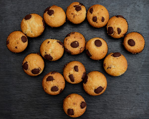 Chocolate chip muffins with wifi shape.