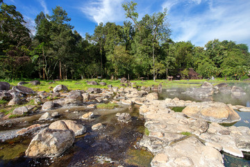 the hot springs in the nationalpark of Chae Son  north of the city of Lampang in North Thailand.
