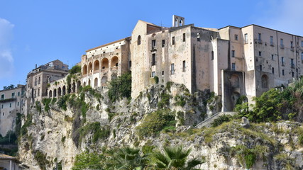 Fototapeta na wymiar Tropea town and its houses on the rock, Calabria, Italy