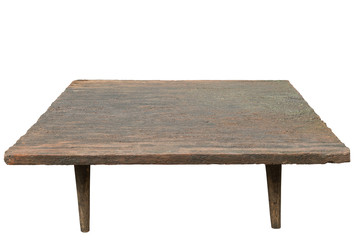 old wood table top on white background