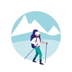 Fototapeta premium young man practicing mountaineering