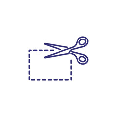 Scissors cutting coupon line icon. Discount, sale, patch. Shopping concept. Vector illustration can be used for topics like retail, craft, commerce