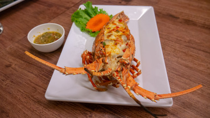 Baked prawn with cheese.