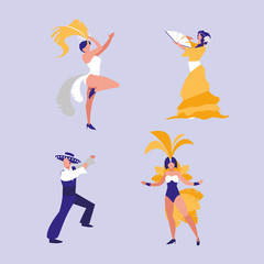 group of dancers isolated icon