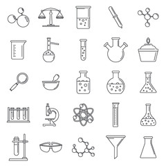 Science laboratory icon set. Outline set of science laboratory vector icons for web design isolated on white background