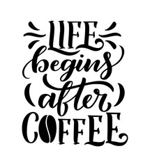 Hand lettering quote with sketches for coffee shop or cafe. Hand drawn vintage typography collection isolated on white background