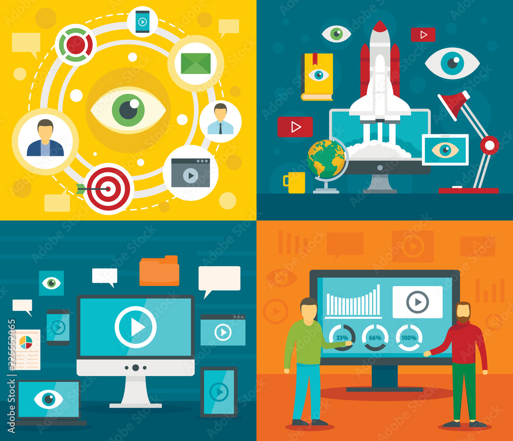 Poster visualization banner set. flat illustration of visualization vector banner set for web design