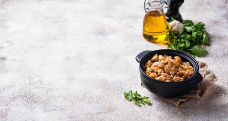Braised cabbage with a meat