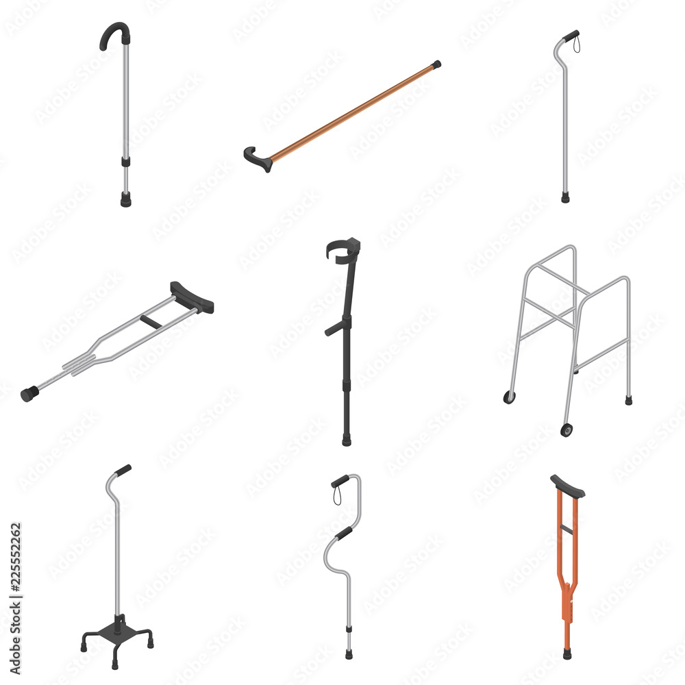 Poster crutches icon set. isometric set of crutches vector icons for web design isolated on white backgroun