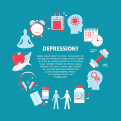 Depression treatment concept banner in flat style