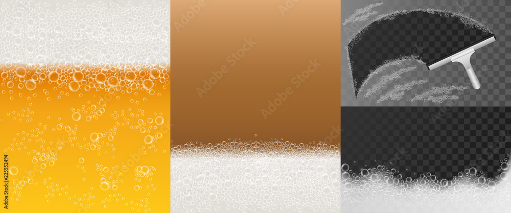 Poster bubble foam banner set. realistic illustration of bubble foam vector banner set for web design