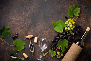 Grape, wine and vintage corkscrew