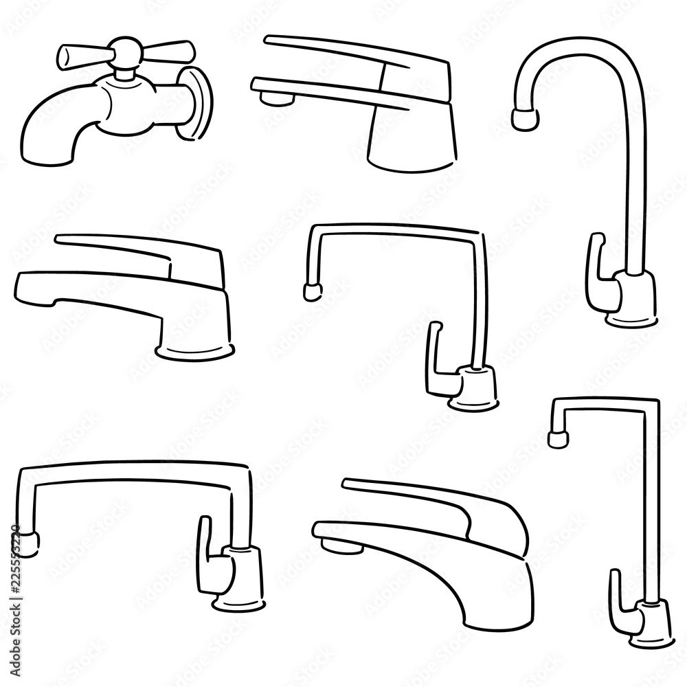 Wall mural vector set of faucet