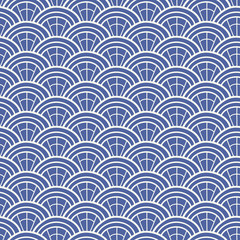 Japanese, Chinese traditional asian blue geometric seamless pattern