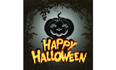 Halloween night pumpkin lantern,, halloween night background with pumpkin haunted house and full moon flyer or invitation template