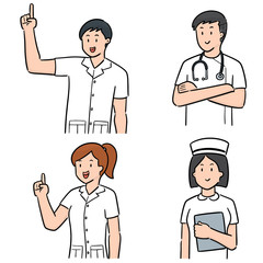 vector set of medical staff