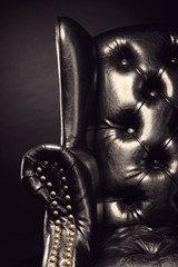 Black vintage leather armchair