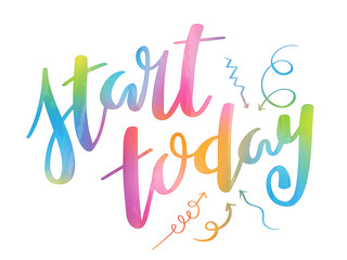 START TODAY brush calligraphy banner