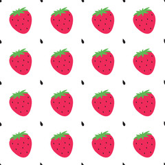Seamless pattern design with strawberry. Vector fruit background for product design.