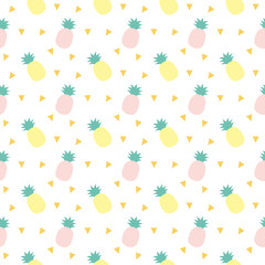 Vector seamless pattern with pineapples. Cute Tropical summer fruit background.