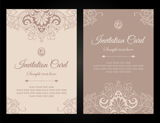 Invitation card luxury template design in vintage style
