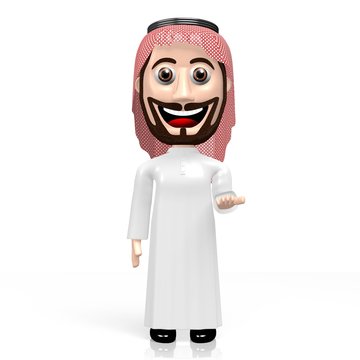 3D arab cartoon character, give concept
