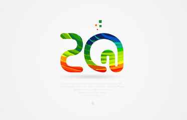 zq z q rainbow colored alphabet letter logo combination