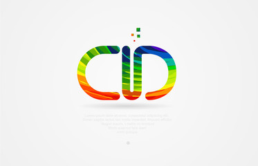 cd c d rainbow colored alphabet letter logo combination