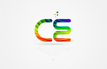 ce c e rainbow colored alphabet letter logo combination