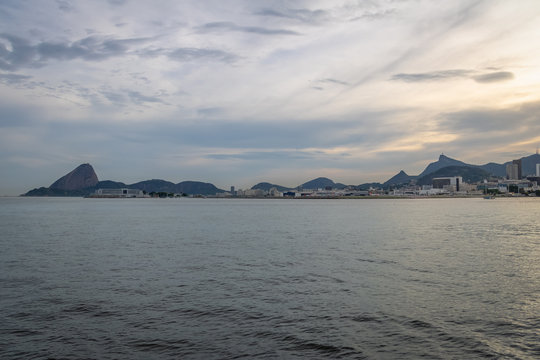 Rio de Janeiro skyline view from Guanabara bay with Sugar Loaf and Corcovado Mountains - Rio de Janeiro, Brazil