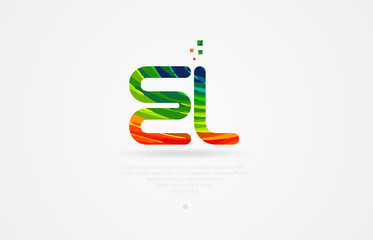el e l rainbow colored alphabet letter logo combination