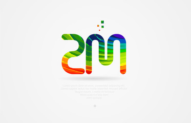 zm z m rainbow colored alphabet letter logo combination