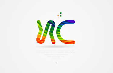 xc x c rainbow colored alphabet letter logo combination