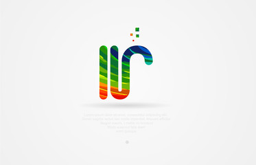 ir i r rainbow colored alphabet letter logo combination
