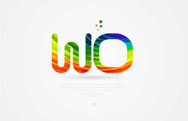 wo w o rainbow colored alphabet letter logo combination