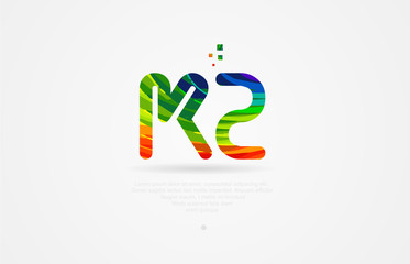kz k z rainbow colored alphabet letter logo combination