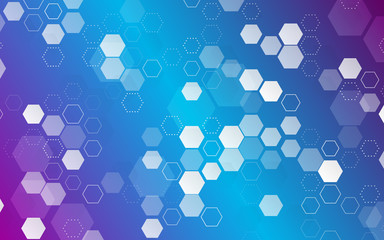 Abstract hexagon background. Futuristic geometric minimalism. Blue hexagon shape. Technology polygonal design.