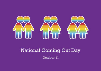 National Coming Out Day vector. Gay and lesbian rights. Kissing figures illustration. Stylized illustration of couples in love. Important day
