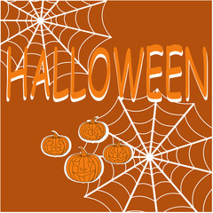 halloween illustrations with pumpkins spider web orange