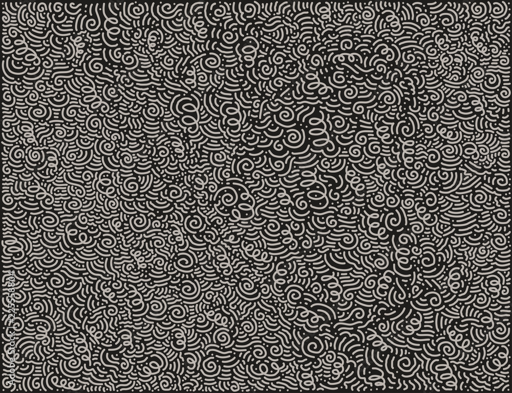 Wall mural scattered geometric line shapes. abstract background design. vector black and white pattern.