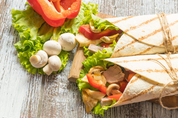 tortilla.snack. appetizer with vegetables.dinner.delicious. food