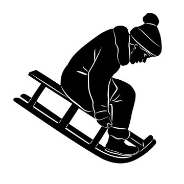 illustration of a kid riding a sleigh